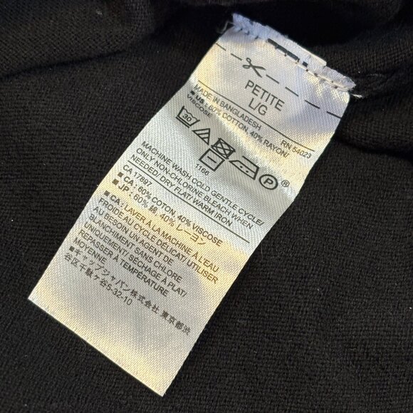 Banana Republic Womens Black Tight Knit Long Sleeve Crewneck Sweater Size LP - Picture 4 of 8